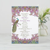 Lime Green en Raspberry Damask Wedding Shower Kaart (Staand voorkant)