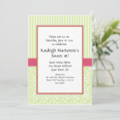 Lime Green en Roze Sweet 16 Uitnodiging (Staand voorkant)