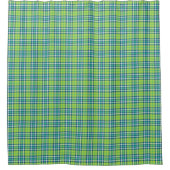 Lime Green en Turquoise Plaid Douchegordijn (Voorkant)