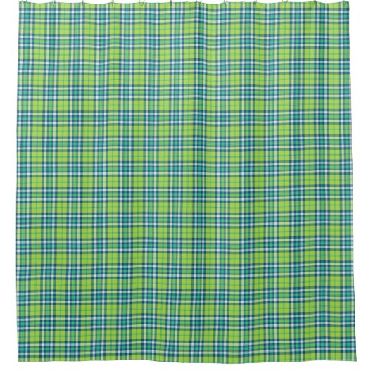 Lime Green en Turquoise Plaid Douchegordijn (Voorkant)