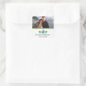 Lime Green en Turquoise Seashell bruiloft Vierkante Sticker (Tas)