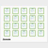 Lime Green en Turquoise Seashell Envelope Seal Vierkante Sticker (Vel)