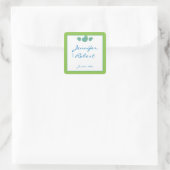 Lime Green en Turquoise Seashell Envelope Seal Vierkante Sticker (Tas)