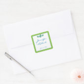 Lime Green en Turquoise Seashell Envelope Seal Vierkante Sticker (Envelop)