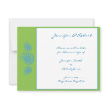 Lime Green en Turquoise Seashell Save the Date