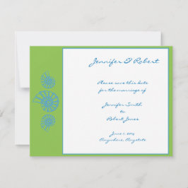 Lime Green en Turquoise Seashell Save the Date