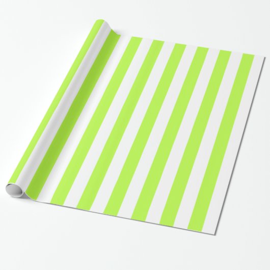 Lime Green en White Bold Stripes Cadeaupapier (Uitgerold)