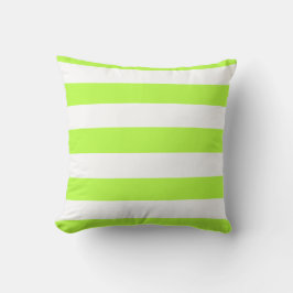 Lime Green en White Bold Stripes Kussen