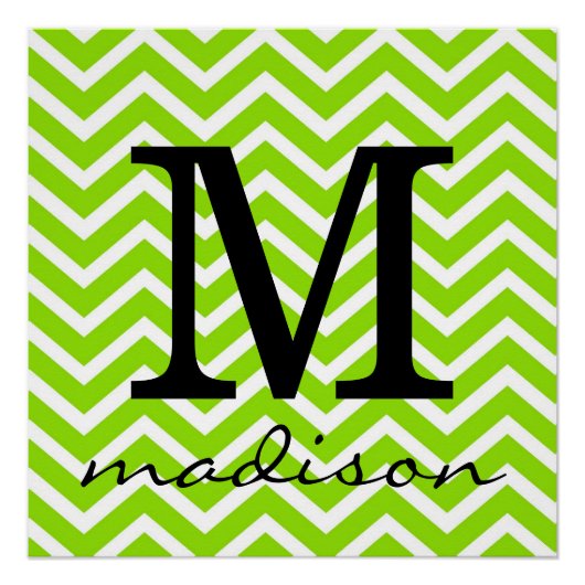 Lime Green en White Chevron Monogram Print Perfect Poster (Voorkant)
