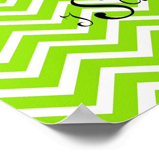 Lime Green en White Chevron Monogram Wall Art Poster (Hoek)