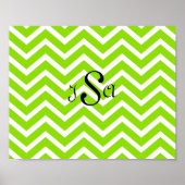 Lime Green en White Chevron Monogram Wall Art Poster (Voorkant)