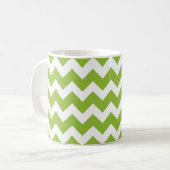 Lime Green en White Chevron Stripe Koffiemok (Voorkant links)
