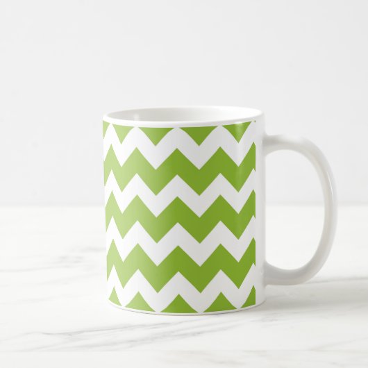 Lime Green en White Chevron Stripe Koffiemok (Rechts)