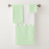 Lime Green en White Chevron Stripes Bad Handdoek (Insitu)