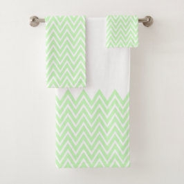 Lime Green en White Chevron Stripes Bad Handdoek