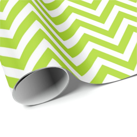 Lime Green en White Chevron Wrapping Paper Cadeaupapier (Rol Hoek)