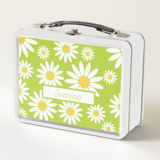 Lime Green en White Daisy met naam (Voorkant)