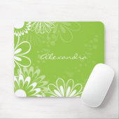 Lime Green en White Floral Mousepad Muismat (Met muis)