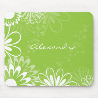 Lime Green en White Floral Mousepad Muismat