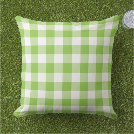 Lime Green en White Gingham Pset Pattern Buitenkussen