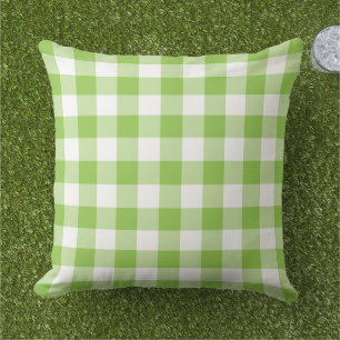 Lime Green en White Gingham Pset Pattern Buitenkussen