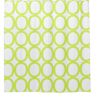 Lime Green en White O's Douchegordijn
