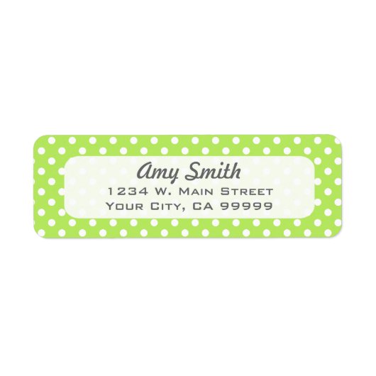 Lime Green en White Polka Dots Etiket (Voorkant)
