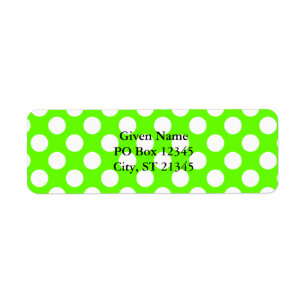 Lime Green en White Polka Dots Etiket
