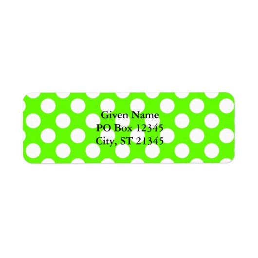 Lime Green en White Polka Dots Etiket (Voorkant)