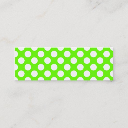 Lime Green en White Polka Dots Mini Visitekaartje (Voorkant)
