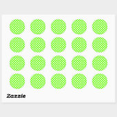 Lime Green en White Polka Dots Ronde Sticker (Vel)