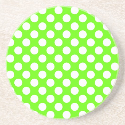 Lime Green en White Polka Dots Zandsteen Onderzetter (Voorkant)