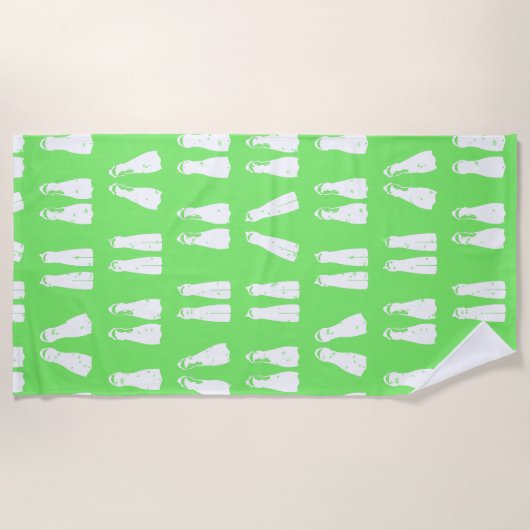 Lime Green en White Snorkeling Flippers Pattern Strandlaken (Voorkant)