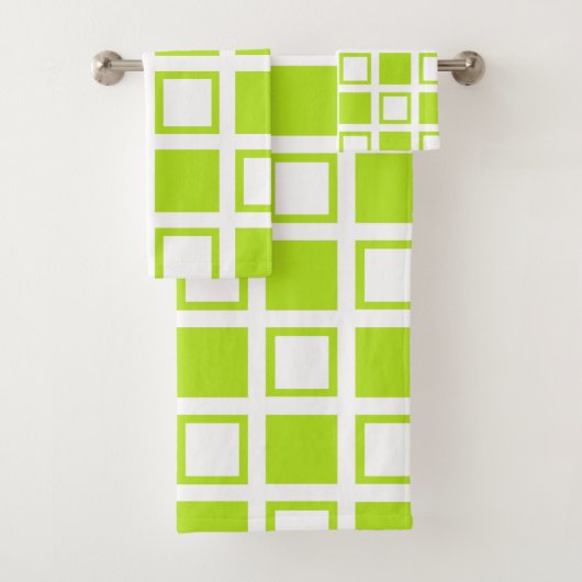 Lime Green en White Squares Bad Handdoek (Insitu)