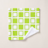 Lime Green en White Squares Bad Handdoek (Wasdoekje)
