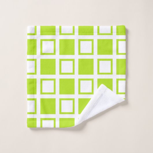 Lime Green en White Squares Bad Handdoek (Wasdoekje)