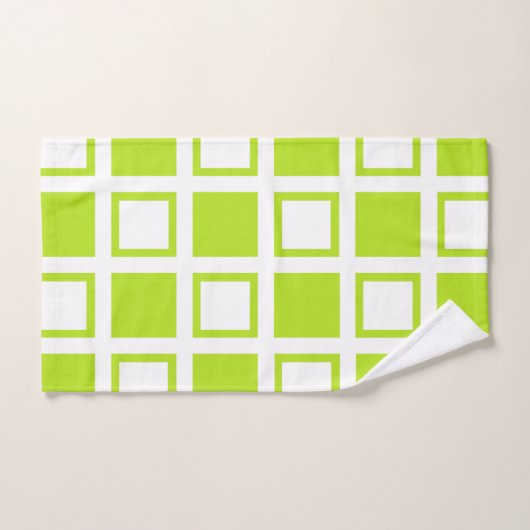 Lime Green en White Squares Bad Handdoek (Handdoek)