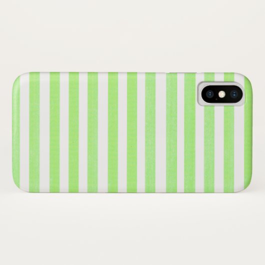 Lime Green en White Stripe Apple iPhone X Hoesje (Achterkant (horizontaal))