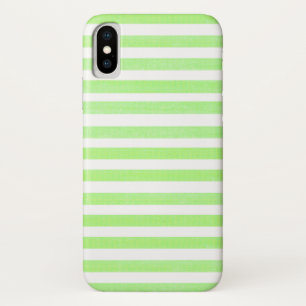 Lime Green en White Stripe Apple iPhone X Hoesje