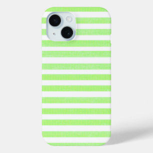 Lime Green en White Stripe iPhone 15 Case