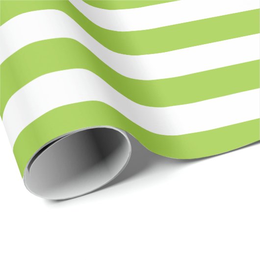 Lime Green en White Stripes Pattern Cadeaupapier (Rol Hoek)
