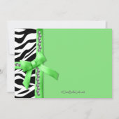 Lime Green en Zebra gestreept Birthday Party Invit Kaart (Achterkant)