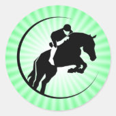 Lime Green Equestrian Ronde Sticker (Voorkant)