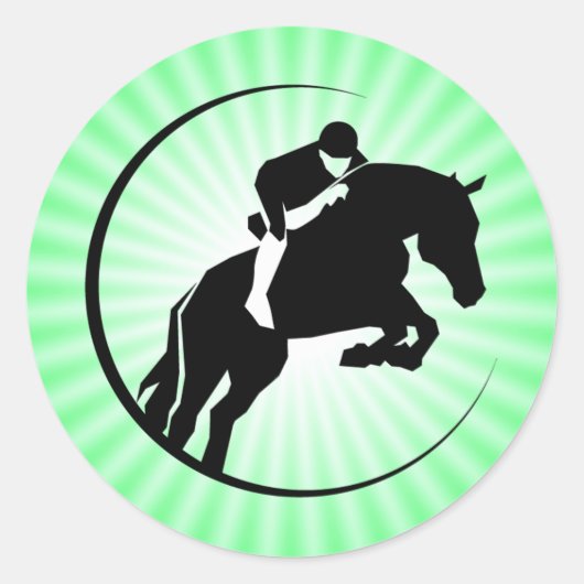 Lime Green Equestrian Ronde Sticker (Voorkant)