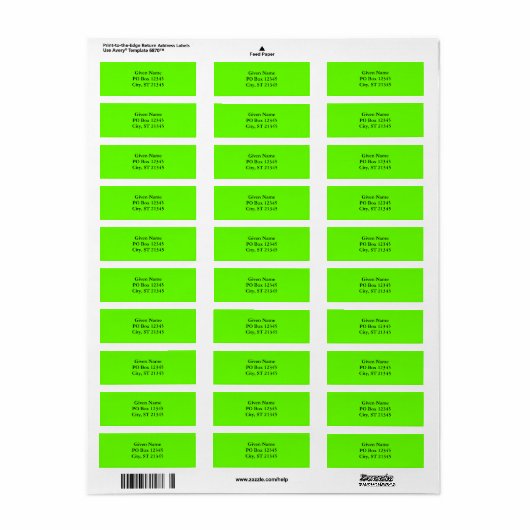 Lime Green Etiket (Full Sheet)
