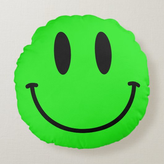 Lime Green Face Round Sierkussen Rond Kussen (Voorkant)