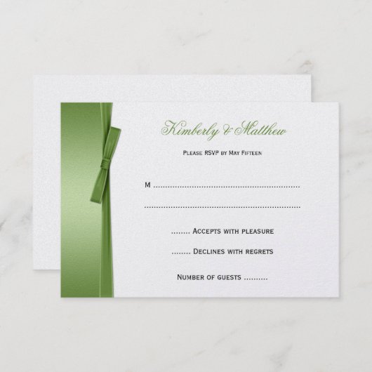 Lime Green FAUX Ribbon Bow RSVP (Voorkant / Achterkant)