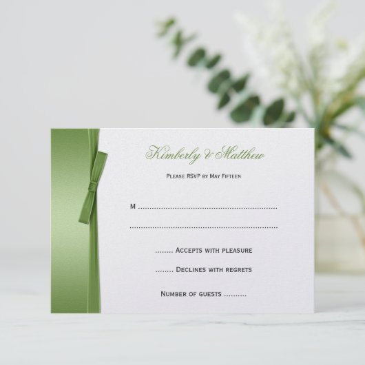 Lime Green FAUX Ribbon Bow RSVP (Staand voorkant)