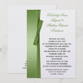 Lime Green FAUX Ribbon Bow Weddenschap Kaart (Voorkant / Achterkant)