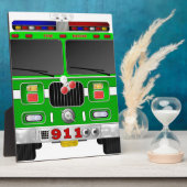 Lime Green Fire Truck Fotoplaat (Zijkant)